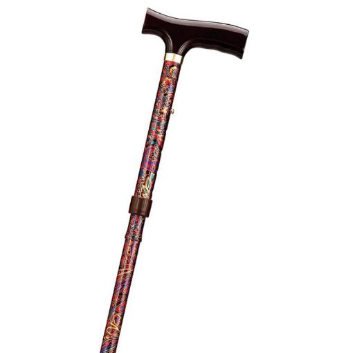 Picture of FOLDING CANE WITH STRAP & EUROSLOT IN PAISLEY BLACK