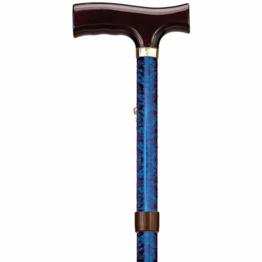 Picture of Folding Cane With Strap In Blue Crackle